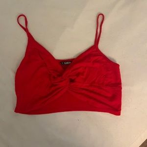 Red Knot Tie Crop Top